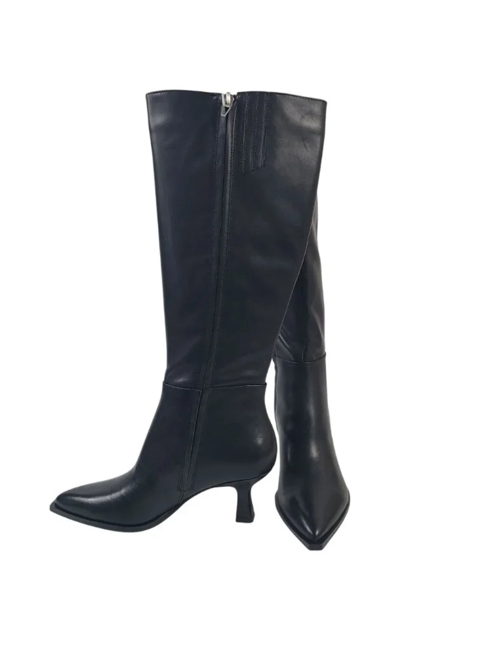 NEW Dolce Vita Auggie Black Leather Knee-High Boots Size 7.5 Kitten Heel - Picture 4 of 10